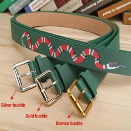 green Colour Luxury High Quality Designer Belts Fashion snake animal pattern buckle belt mens womens belt ceinture optional att269V