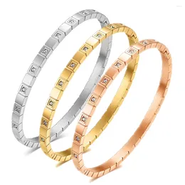 Bangle Luxury Women Square Zircon Bracelet Do Not Fade Titanium Steel CZ Glossy Independent Package Decorations