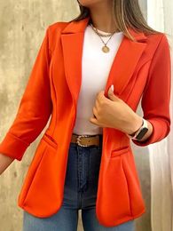 Women's Jackets Turn Down Collar Slim Fit Women Office Female Solid Long Sleeve Outerwear Casual Loose Lady Summer Cardigan Lapel Coats