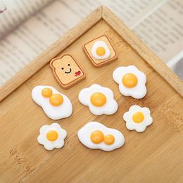 30Pcs Simulation Poached Egg Love Sandwich Flatback Resin Components Cabochon Fake Food Fit Phone Decoration DIY Scraobooking Acce2754