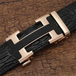 50% OFF Designer Leather Pattern Automatic 8 "H Buckle New Crocodile Service Men's and Trouser Belt Frosted Fashion
