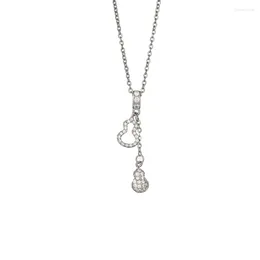 Pendant Necklaces 316L Stainless Steel Zircon Gourd Clavicle Chain For Women Fashion Jewellery Party Gift SAN1199
