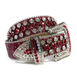 Belts Red Western Cowgirl Rhinestones Bling Strap Fashion Women Colorful Studded Belt Cinto De Strass Ceinture Femme305U