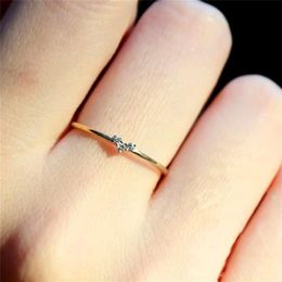 Ring For Women Little Heart Thin Knuckle Rings Light Yellow Gold Color Daily Fashion Jewelry KAR173280E