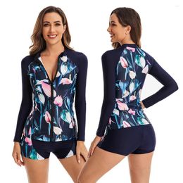 Women's Swimwear 2023 Fashion Split Long Sleeve Zipper Surfing Suit Sunscreen Water Sports Beach Swimming Motorboat