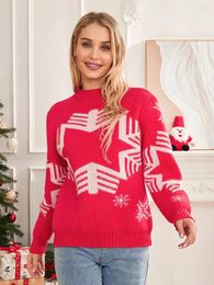 Women's Sweaters Women Cute Christmas Sweater Snowflake Print Long Sleeve Pullover Tops Knitwear Fall Warm Streetwear