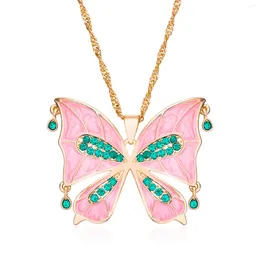 Pendant Necklaces Classic Cartoon Winx Girly Club Butterfly Necklace Exquisite Luxury Charm Crystal Zircon Choker Women Girls Gifts