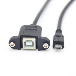 Black All Copper USB Printer Cable , Square Port Printing Cable Head To Micro USB With Ears