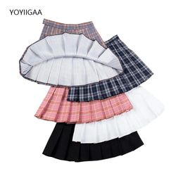 Dresses Without Shorts Women Pleated Skirt High Waist ALine Woman Skirts Without Lining Sexy Female Mini Skirts Zipper Lady Plaid Skirt