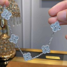 Designer Jewelry Luxury Bracelet Link Chain VanCa Kaleidoscope 18k Gold Van Clover Bracelet with Sparkling Crystals and Diamonds Perfect Gift for Women Girls EFU8