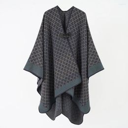 Scarves Women's Simple Four Seasons Button Shawl Fall And Winter Oversized Thickened Warm Open Cape Travel Scarf