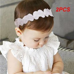 Hair Accessories 2PCS Soft Baby Band Skin-friendly Headband Lace Flower Crown Hairdbands Lovely White Elastic