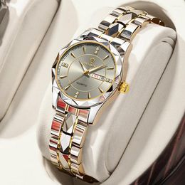 Wristwatches Luxury Crystal Women's Watches 2023 Gold Bracelet Stainless Steel Fashion Waterproof Ladies Quartz Wristwatch Female Clock