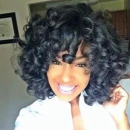 Wigs Bob curly human hair wigs with bangs short brazilian bouncy full lace virgin remy wig for black women laces front cheaper on sale