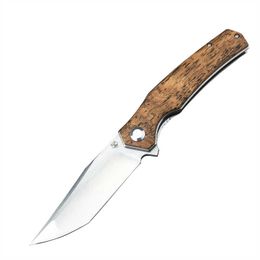Outdoor D2 Blade Tactical Pocket Knife Camping EDC Tools Golden sandalwood Handle Hunting Folding Knives