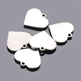 Pendant Necklaces 10pcs Wholesale 15mm Heart Charms Unisex Stainless Steel Stamping Blank DIY Tags Necklace Jewellery Findings