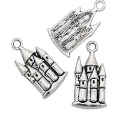 200Pcs lot alloy Antique Silver Plated Castle House Charms Pendant for Jewellery Making Bracelet Accessories DIY 22x12mm2099