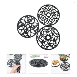 Table Mats 3 Pcs Tripod Pad Silicone Heat Resistant Mat Hollow Out Kitchen Gadget Pot Trivets For Dishes