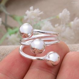 Cluster Rings Fashion Smooth Surface Ball Platinum Plated Ladies Party Promotion Jewelry For Women Birthday Gifts Never Fade