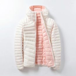 Women's Down Casual Double-sided Light Coat Winter Jacket Ultra White Duck Hooded Parker