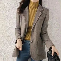 Women's Suits Grey Blazer Woman Wool & Blend Clothes Tweed Solid Jacket Outerwears Slim Coats For Women Korean Reviews Many Fashion 2023