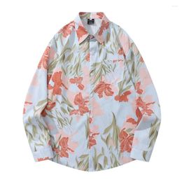 Men's Casual Shirts Flower Full Print Long Sleeve Men Women Thin Material Autumn For Man 2Colors