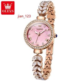 OLEVS 9971 Ladies Diamond Designs Quartz Watches Luxury Women Bling Crystal Moissanite Jewellery Watch