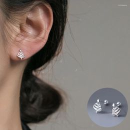 Stud Earrings 925 Sterling Silver Christmas Tree For Women Girl Simple Star Hollow Out Design Jewellery Party Gift Drop