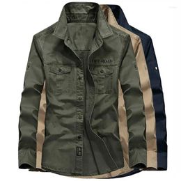 Men's Casual Shirts Cotton Army Military Shirt Men Long Sleeve Camisa Masculina Spring Autumn Turn-down Collar Uniform 5XL 6XL