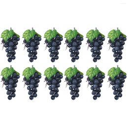 Party Decoration 12 Bunches Artificial Grapes With Vines Decorative Grape In Black For Wedding Kitchen Home Po