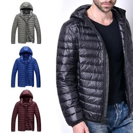 Lightweight Puffer Down Jacket Men Feather Hooded Coat Ultralight Padded Jackets 2023 Spring Winter Plus Size 5XL 6XL 231229