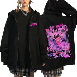 Men's Hoodies Anime Nana Osaki Black Stones Band Zipper Hoodie Clothing Harajuku Zip Up Hoody Autumn Winter Fleece Sweatshirt Streetwear