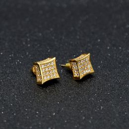 Luxury Full Crystal Zirconia CZ Stud Earrings Trendy Top Quality Gold Silver Color Men Women Punk Brincos262D