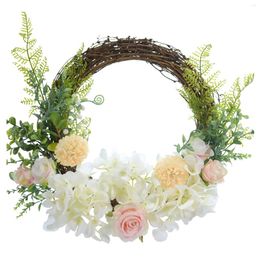 Decorative Flowers Silk Cloth Wall Hanging Spring Wreath Decoration Artificial Hydrangea Eucalyptus Garland For Wedding Backdrop Decor