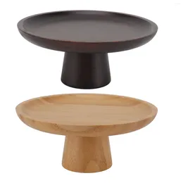 Plates Tall Fruit Dish Wood Tray Natural Texture Round Simple 16.5cm Exquisite For Party