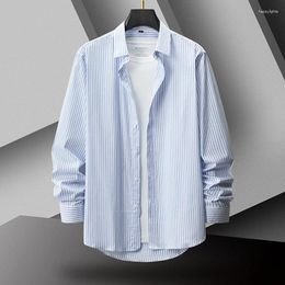 Men's Casual Shirts Size 8XL-M 2023 High Quality Fashion Striped Long Sleeve Cotton Shirt Business Stretch Hawaiian Arabic