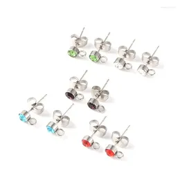 Dangle Earrings 30 Pair 304 Stainless Steel Post Stud Earring Findings Rhinestone 4mm