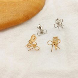 Backs Earrings Non Pierced Cute Small Gold Color Bowknot Clip For Women Metal Jewelry Geometric Ear Cuff Earings