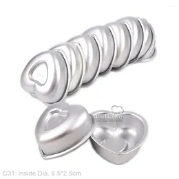 Baking Moulds 10pcs 7.5cm Mini Heart Anodising Aluminium Alloy Metal Tart Mould Pudding Pan Tin Loaf Mould Cake Moulds For Oven C31