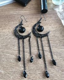 Dangle Earrings BLACK MOON EARRING Celestial Jewelry Solar System Alternative Boho Gothic Wiccan R Gift For Her