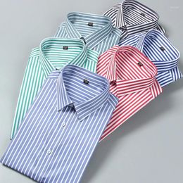 Men's Casual Shirts Long Sleeve Slight Strech Striped Dress Shirt Without Pocket Comfortable Standard-fit Wrinkle Free Versatile