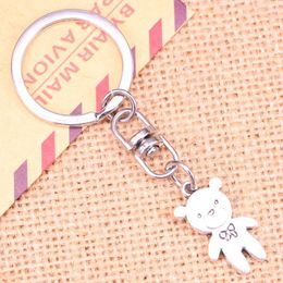 Keychains 20pcs Fashion Keychain 24x14mm Bear Bow Pendants DIY Men Jewellery Car Key Chain Ring Holder Souvenir For Gift