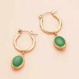Hoop Earrings Vintage Green Enamel For Women Gold Plated Zinc Alloy Resin Casual Party Jewellery 2023 In Christmas Wholesale