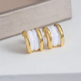 Top quality stud earring with ceramic in three Colours for women wedding and engagement Jewellery gift have box PS4474243S