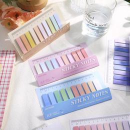 Solid Color Sticky Note Index Label Book Notebook Page Marker Paper Bookmark Tearable Waterproof Stationary Stickers