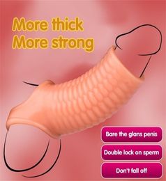 Silicone Reusable Flexible Glans Penis Enlarger Extender Delay Ejaculation Cock Ring Sleeve Adult Sex Toys For Men 2207207791970