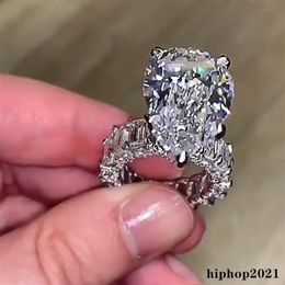 10CT Big Simulated Diamond Ring Unique Cocktail Pear Cut White Topaz Gemstones Engagement Wedding Engagement Ring For Women280L