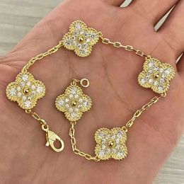 Jewellery Luxury Bracelet Link Designer Chain VanCa Kaleidoscope 18k Gold Van Clover Bracelet with Sparkling Crystals and Diamonds Perfect Gift for Women Girls EMXV