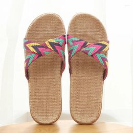 Slippers Japanese Style Women's Indoor Anti-Slip Mute Couple's Linen Home Summer Household Casual Shoes