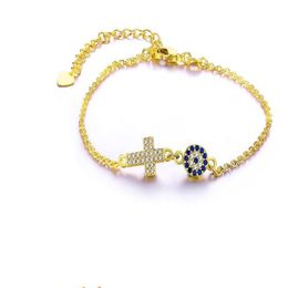 Charm Bracelets Religious Christian Jewellery Gold Rose Gold Pave Zircon Cross Greek For Women Men Gift255E